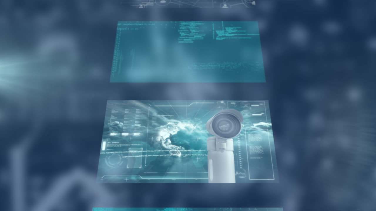 animación del procesamiento de datos sobre un fondo borroso