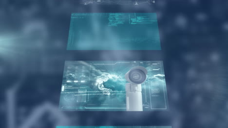animation of data processing over blurred background