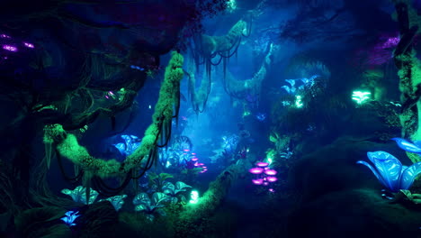 vibrant bioluminescent alien forest