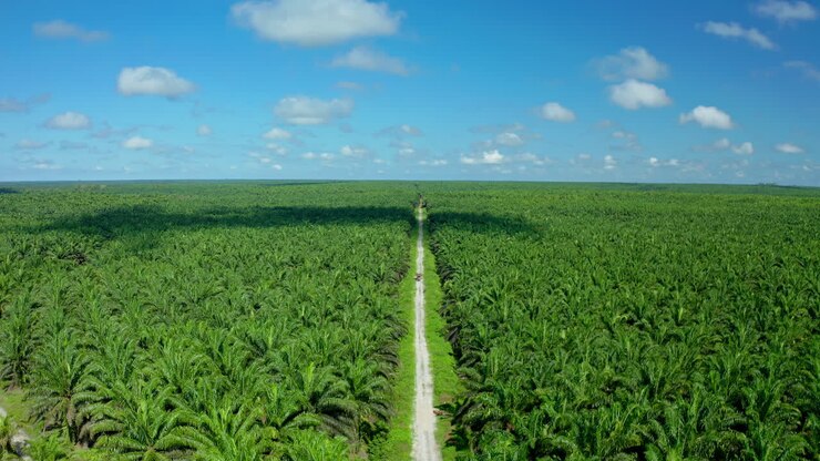 plantación de palma aceitera vista desde el aire