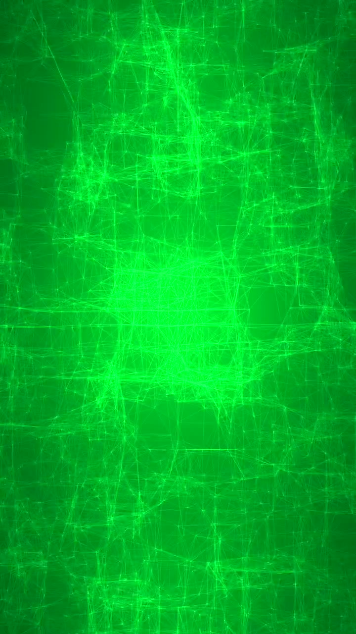 Glowing green digital connections representing bio-technology and ecological tech growth. Perfect for sustainability reports, green energy tech, and ethical AI development