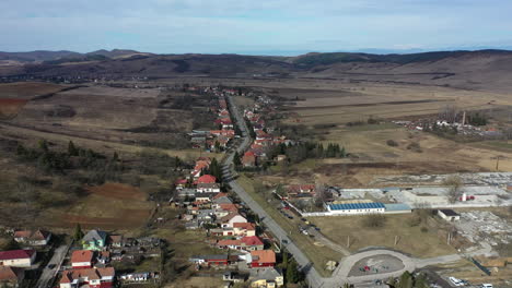 flying with drone over village area in hungary