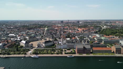 Aerial-of-Amalienborg-Palace,-Copenhagen,-Denmark