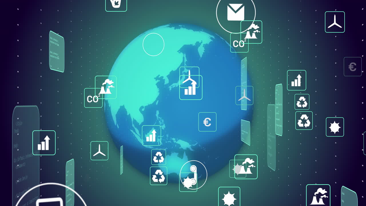 анимация глобуса с иконками и обработка данных