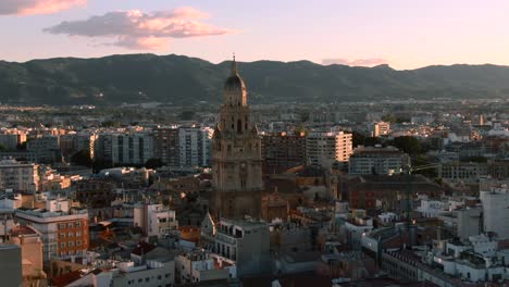 Close-up-aerial-shot-of-Murcia-Cathedral-in-Spain