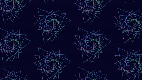 rainbow illusion triangles pattern with neon glitters in dark space