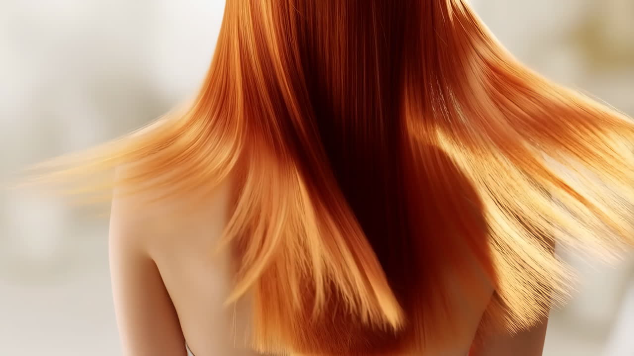 Long flowing reddish-orange hair