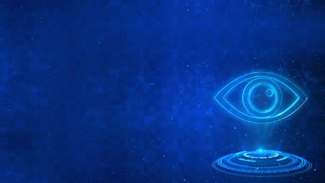 eye icon motion animation futuristic cyber technology look neon laser lines on black background eye