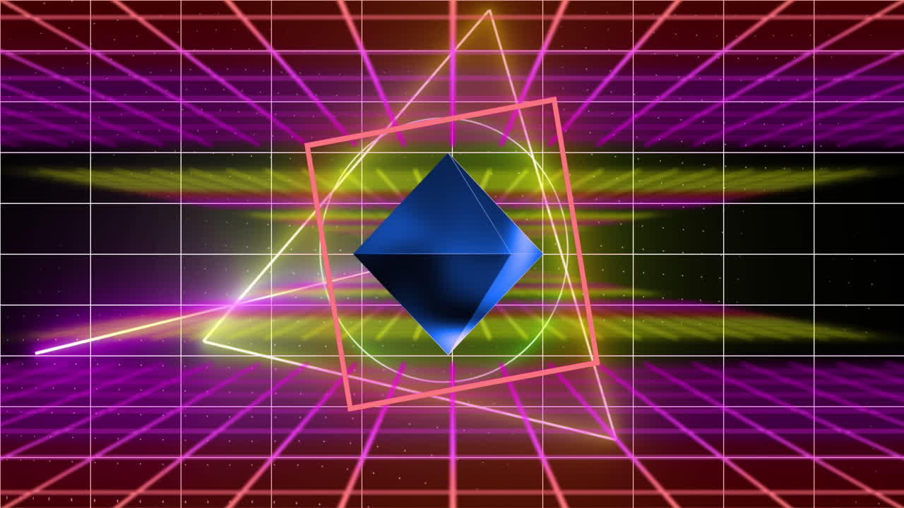 animación de la red de conexiones sobre formas de neón