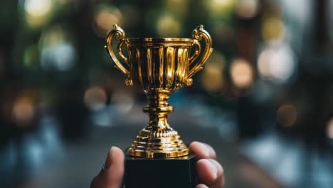 gold trophy held in hand