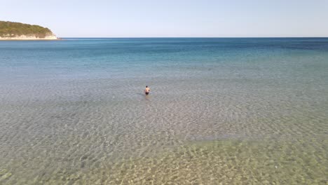 swimming holiday aerial drone