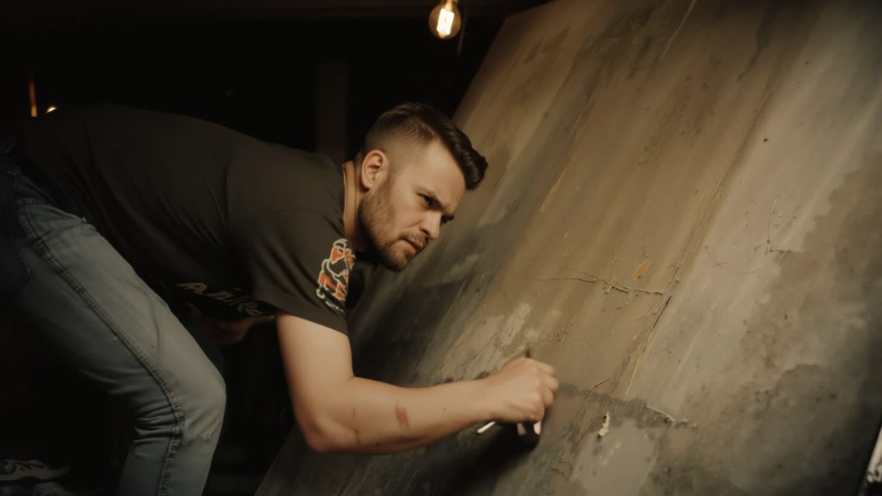 Man painting art on a canvas