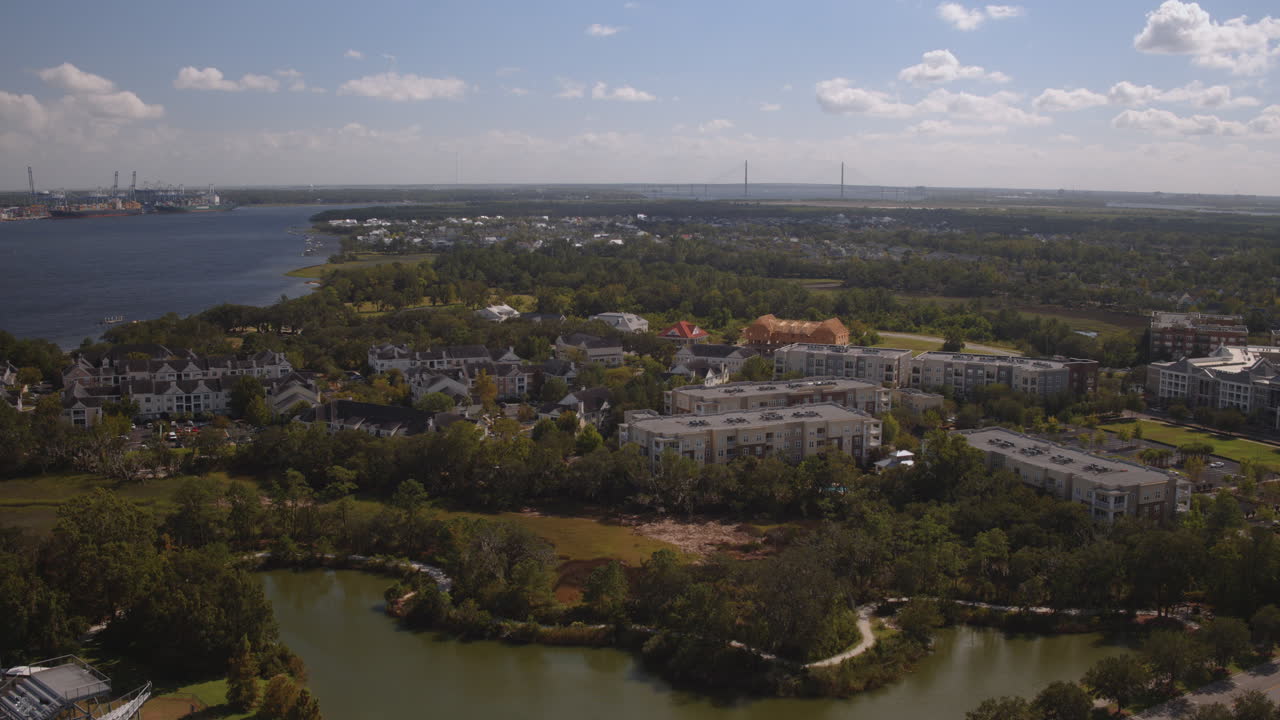 Aerial View of a Residential Area near a River