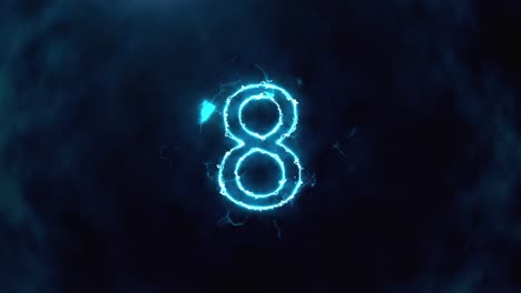 glowing neon number countdown sequence