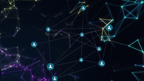 animación de la red de conexiones con los iconos de las personas