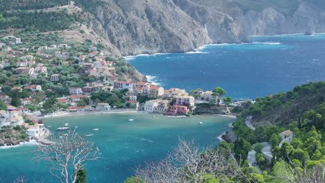 coastal greek village with turquoise waters