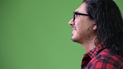 profile view of handsome hipster man smiling