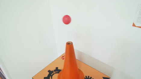 Ball flying over the air flow. Museum of entertaining sciences