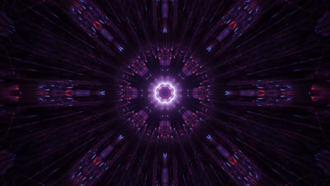 purple motion graphic circular flower pattern, moving forward in space