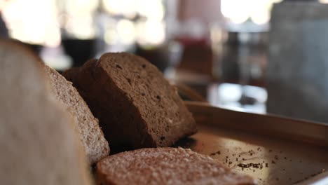slow motion from a plate of toast in a hotel