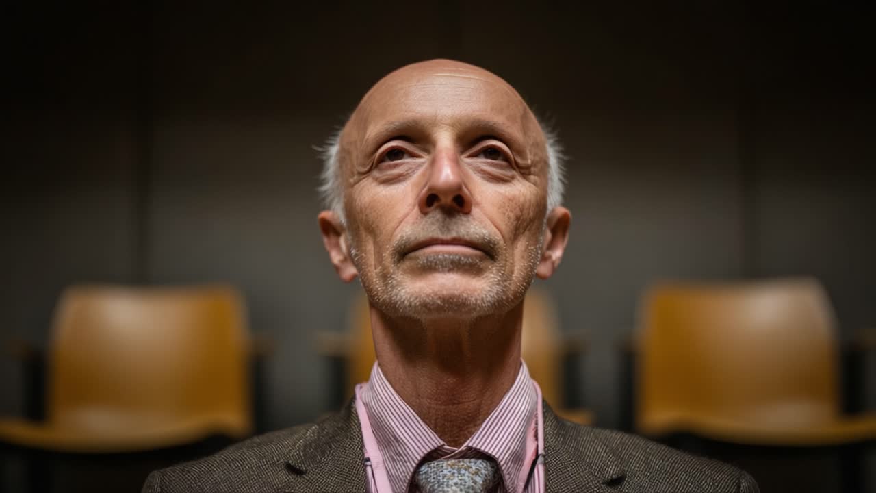 A Contemplative Moment: A Man in a Suit Savoring Tranquility in a Dimly Lit Room, Capturing a Deep Sense of Peace and Reflection Between Two Frames