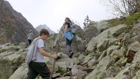 family hiking adventure in the mountains