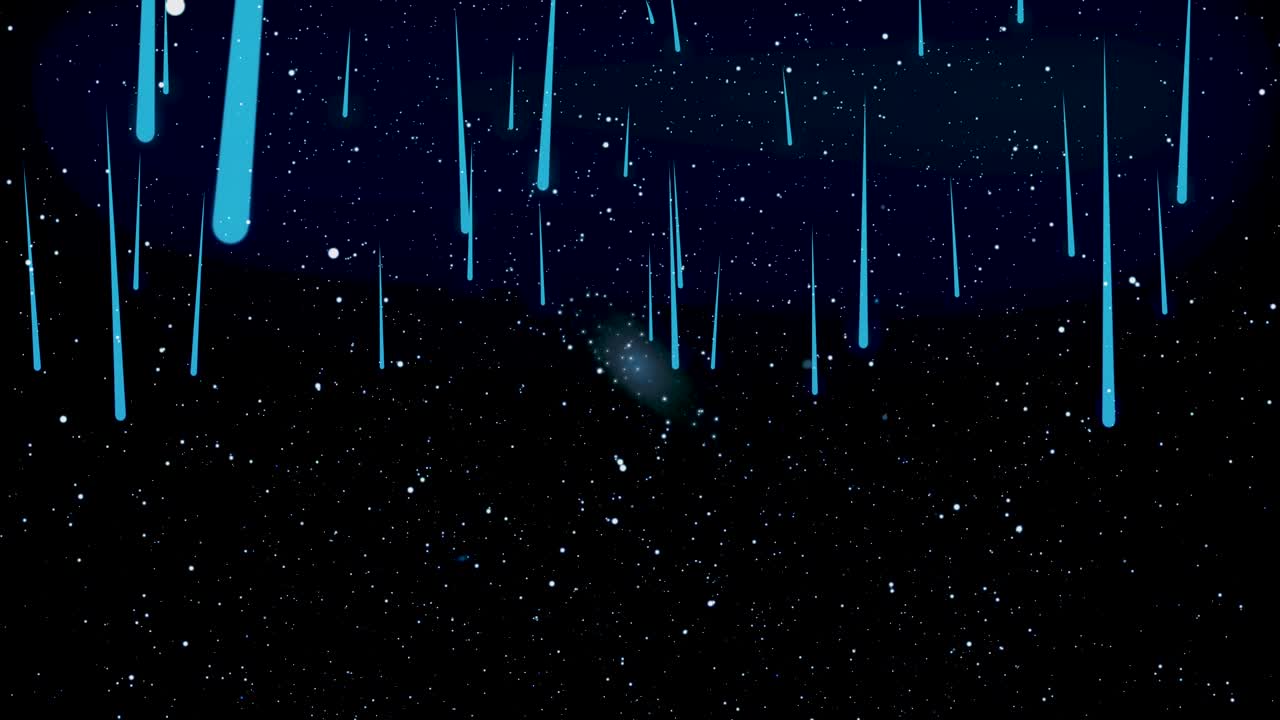 별의 공간을 통해 이동, 우주와 함께 아름다운 추상화, 파란 별이 떨어지는, 무한 개념, 애니메이션, 끝없는 공간, 별의 필드 및 성운을 통해 여행