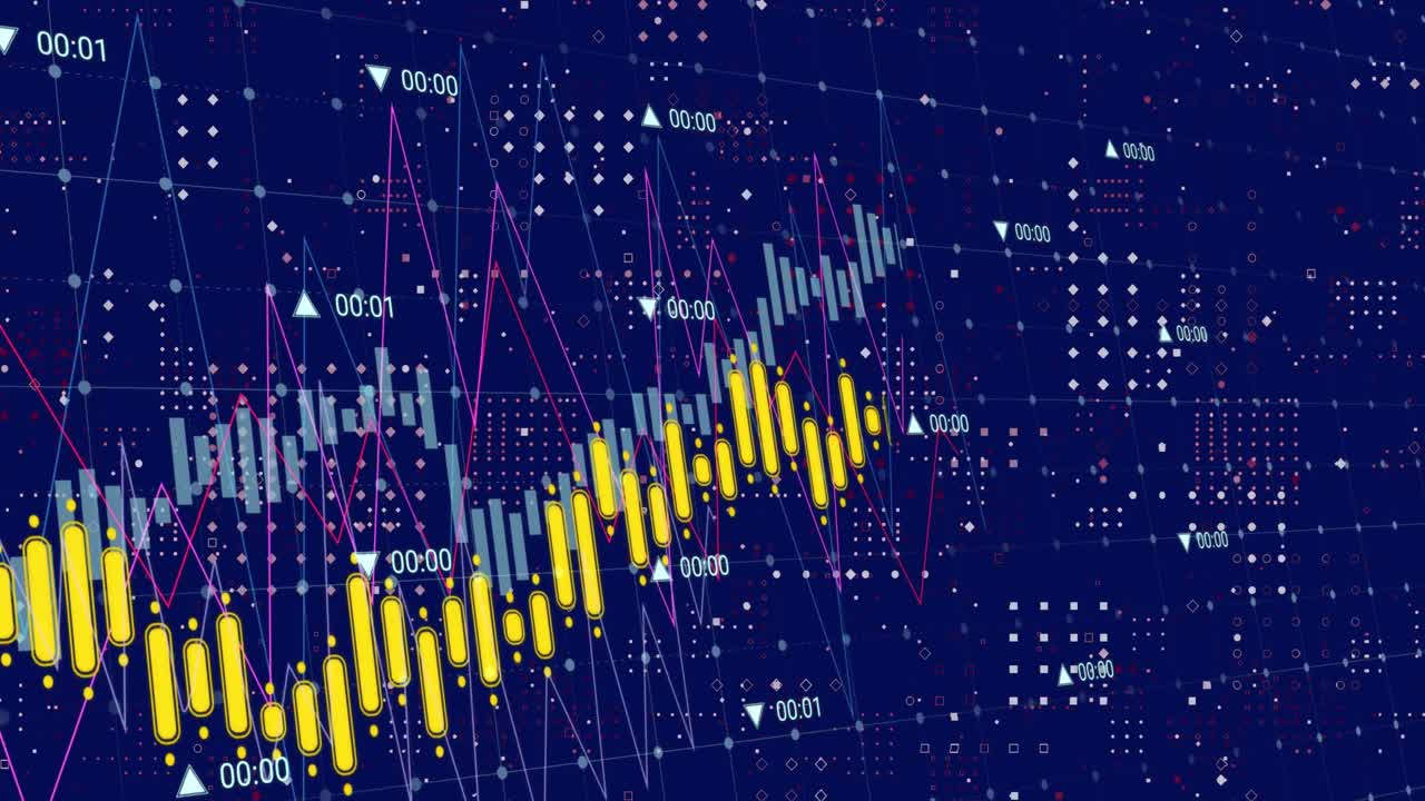 animación del procesamiento de datos sobre un fondo azul