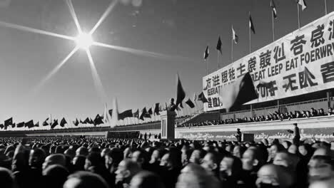 large crowd at a political rally in china