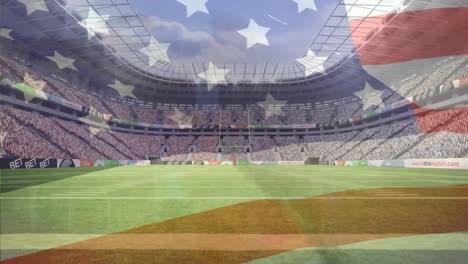 Animación-De-La-Bandera-De-Estados-Unidos-Ondeando-Sobre-El-Estadio-Deportivo.