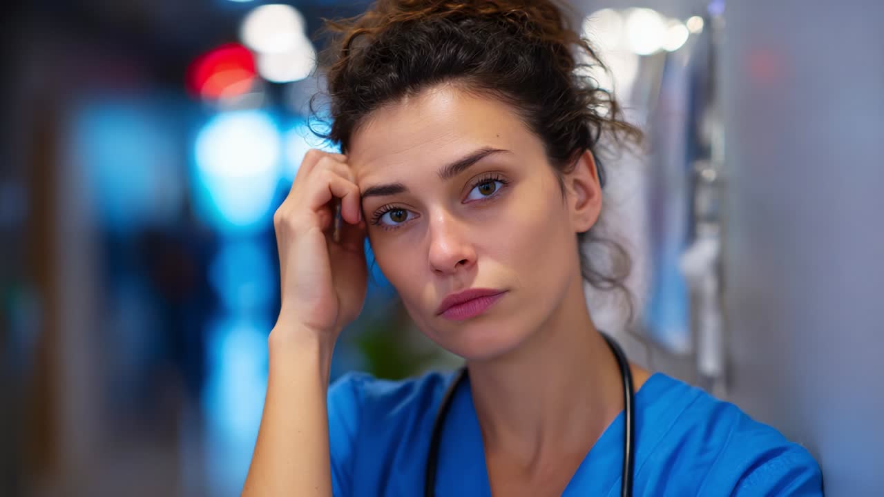 A Pensive Healthcare Professional Reflects on Challenges Faced in a Medical Environment, Highlighting the Emotional Toll of Caring for Patients and the Unseen Struggles within Healthcare Settings