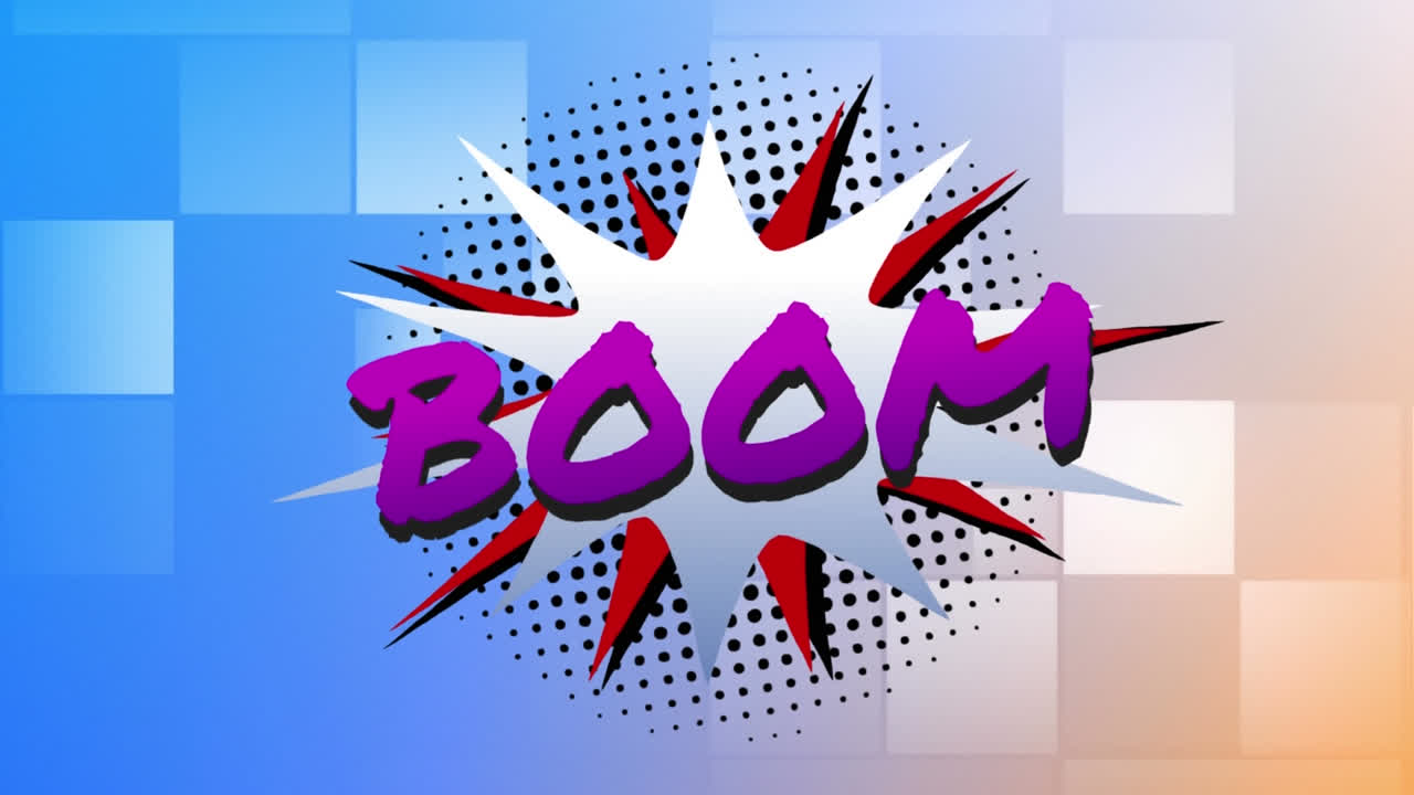 animación de cómic 5 opciones de texto sobre múltiples burbujas de habla cómica con efectos de sonido cómic textos