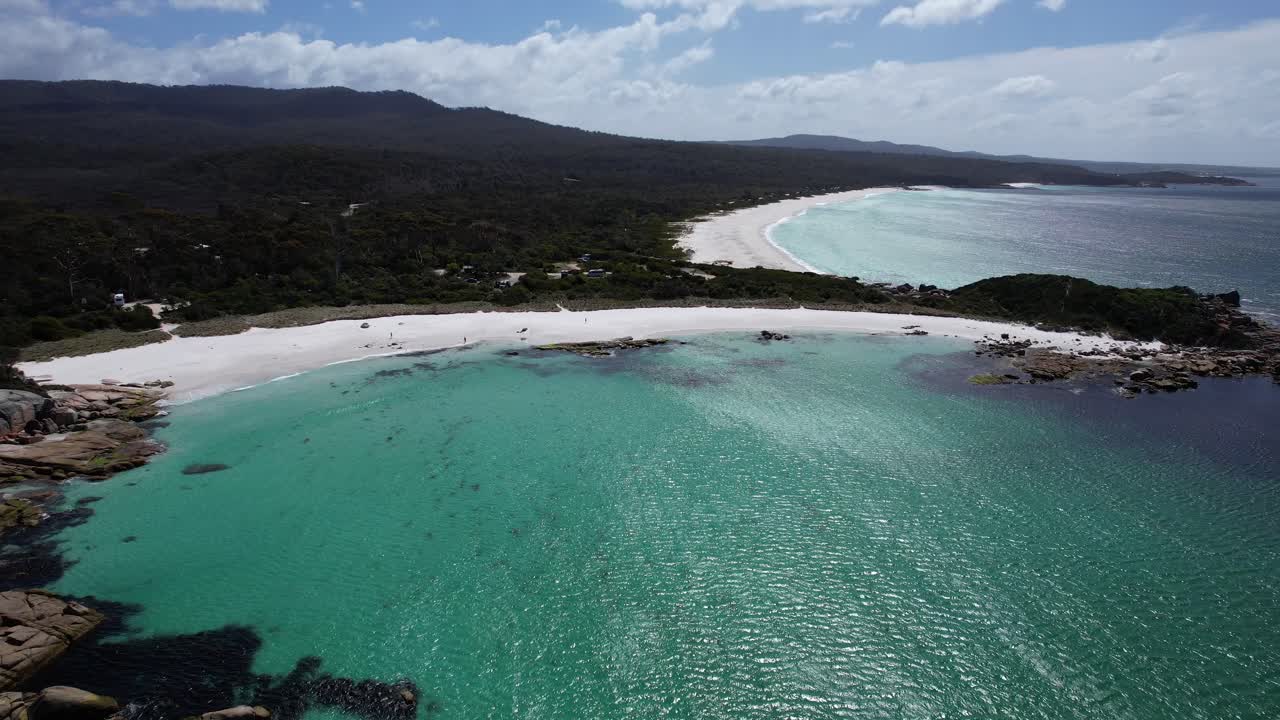 Swimcart Beach And Jeanneret Beach In Tasmania, Australia At Daytime - Drone Shot