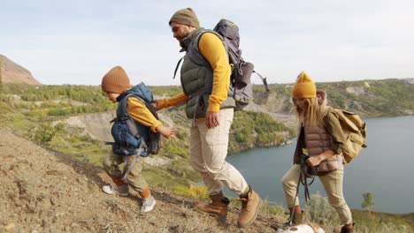 family hiking together