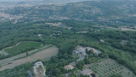 aerial drone luberon provence saignon france medieval town at sunrise