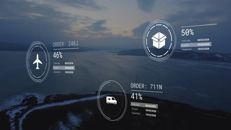 Animation-of-data-processing-with-icons-over-seaside-landscape