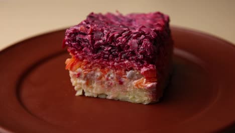 a piece of layered salad