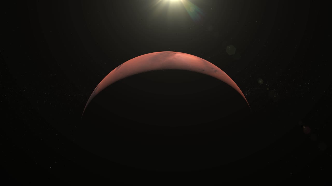 marte flota con gracia, revelando su distintivo tono rojo