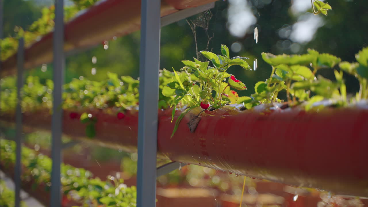 pvc 파이프와 함께 수직 딸기 정원