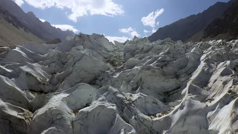 Drone-shot-of-glacier-at-Fairy-Meadows-Pakistan,-cinematic-slowly-rising-aerial-shot