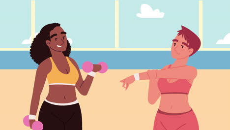 personajes de entrenamiento de fitness para niñas jóvenes