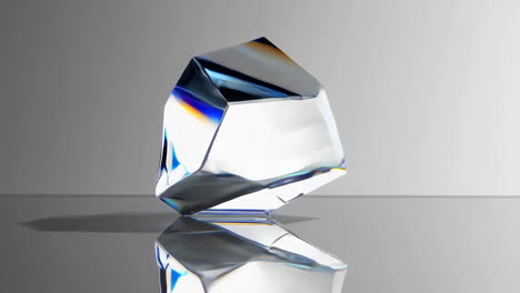 abstract crystal object with light refraction and colorful reflections