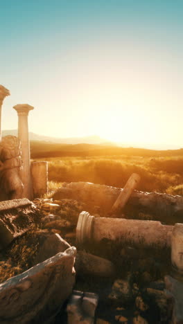 sunset over ancient ruins