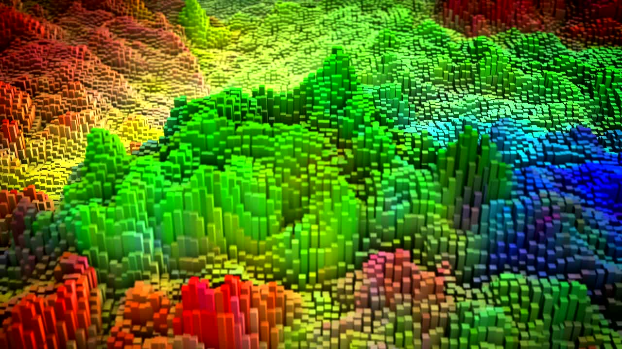 추상적인 cgi 모션 그래픽과 블록으로 애니메이션 된 배경