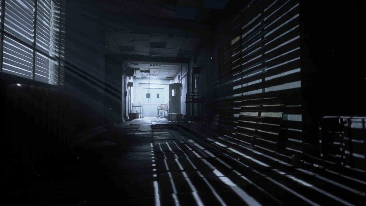 corredor abandonado del hospital por la noche