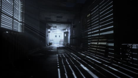 abandoned hospital corridor at night