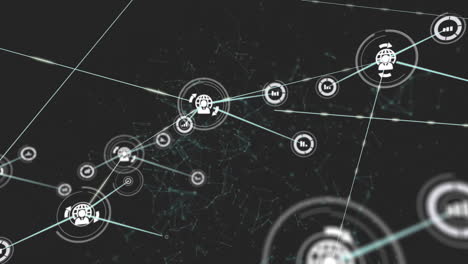 network of connections and data processing animation over dark background