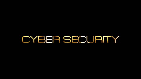 cyber security golden text with light glowing effect isolated with alpha channel quicktime prores 4444 encode. 4k 3d seamless loop cyber security gold light effect video cover for overlay footage.
