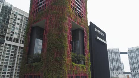 vertical garden high-rise building in a cityscape