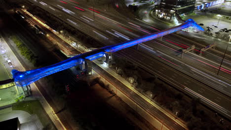 Worlds-Largest-Pedestrian-Bridge-Over-Ontarios-Highway-401-Aerial-Timelapse